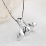 100% 925 Sterling Silver Double Whale Tail Necklaces & Pendants For Women Flyleaf Creative Lady Fashion Jewelry