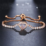 17KM New Round Tennis Bracelet For Women Rose Gold Silver Color Cubic Zirconia Charm Bracelets & Bangles Femme Wedding Jewelry