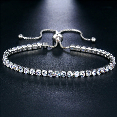 17KM New Round Tennis Bracelet For Women Rose Gold Silver Color Cubic Zirconia Charm Bracelets & Bangles Femme Wedding Jewelry
