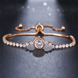 17KM New Round Tennis Bracelet For Women Rose Gold Silver Color Cubic Zirconia Charm Bracelets & Bangles Femme Wedding Jewelry