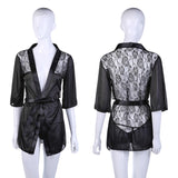 1PCS Hot Sexy Lingerie Plus Size Satin Lace Black Kimono Intimate Sleepwear Robe Sexy Night Gown Women Sexy Erotic Underwear