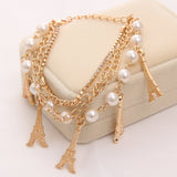2018 Gold Color Multilayer Beaded Pendant Bracelets and Bangles Fashion Women Heart Butterfly Charm Bracelet Jewelry Accessories