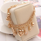 2018 Gold Color Multilayer Beaded Pendant Bracelets and Bangles Fashion Women Heart Butterfly Charm Bracelet Jewelry Accessories