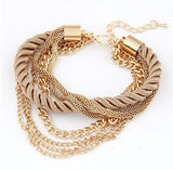 2018 Gold Color Multilayer Beaded Pendant Bracelets and Bangles Fashion Women Heart Butterfly Charm Bracelet Jewelry Accessories