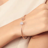 2018 Hot New Fashion Adjustable Crystal Double Heart Bow Bilezik Cuff Opening Bracelet Women Jewelry Gift Mujer Pulseras