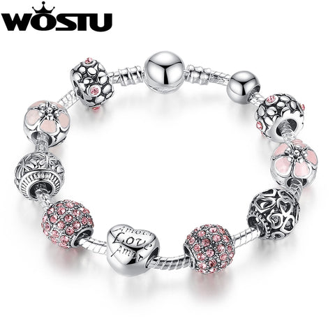 2018 Hot Sale Silver LOVE FOREVER Amor Amour Charm Bracelet for Women DIY Jewelry Original Beads Fashion Bracelets Gift XCH1455