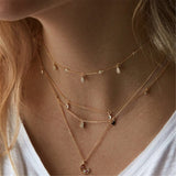 2018 Multistory Necklace Long Chain Personality women necklace Five-pointed Star Insert  Charm Necklace for Women Jewelry