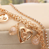 2018 New Woman Bracelets Mulitlayer Gold Chain Heart Bracelets & Bangles Charm Bracelets For Women Crystal Bracelets