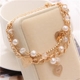 2018 New Woman Bracelets Mulitlayer Gold Chain Heart Bracelets & Bangles Charm Bracelets For Women Crystal Bracelets