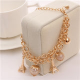 2018 New Woman Bracelets Mulitlayer Gold Chain Heart Bracelets & Bangles Charm Bracelets For Women Crystal Bracelets