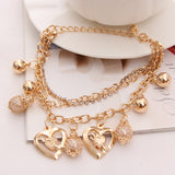 2018 New Woman Bracelets Mulitlayer Gold Chain Heart Bracelets & Bangles Charm Bracelets For Women Crystal Bracelets