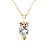 Alloy Crystal Zircon Pendants Owl Necklace