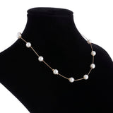 2018 Simulated Pearl Necklace Top Quality Anti-Allergy Wholesale Gold Color Statement Necklace Chain Wholesale Pearl Jewelry