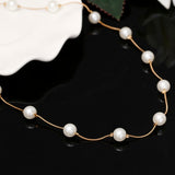 2018 Simulated Pearl Necklace Top Quality Anti-Allergy Wholesale Gold Color Statement Necklace Chain Wholesale Pearl Jewelry