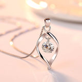 2019 Elegant 925 Sterling Silver AAA Zircon Pendant Necklaces Women Jewelry Minimalist Twist Design Crystal Necklaces & Pendants