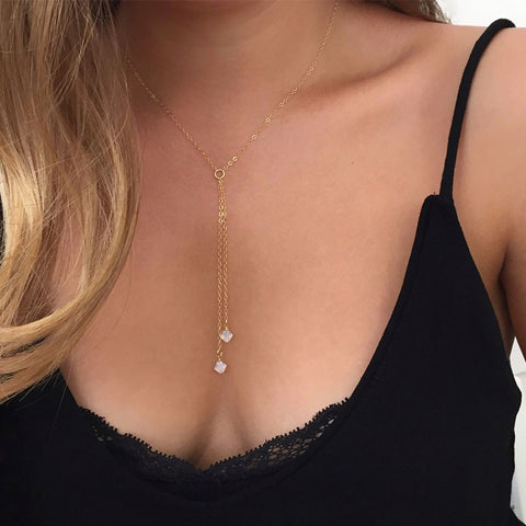 2019 Gold Silver Color Chain Long Crystal Choker Necklace For Women Summer Chocker Necklaces collar collier ras du cou femme