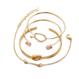 4 pcs/set Bohemia Vintage Bangle Silver Knot Ball Open gold Bracelet for Women Party Wedding Accessories Statement Jewelry 2018