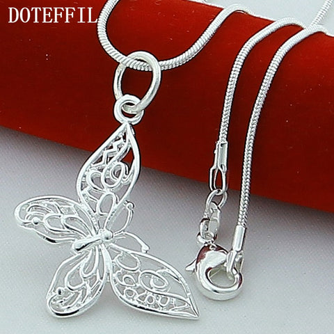 925 Silver Color Butterfly Necklaces Pendants For Women Elegant Butterfly Short Necklace Sterling Silver Jewelry
