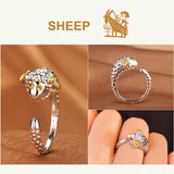 925 Silver Crystal Lovely Dog Pig Rabbit Monkey Shape Inlaid Animal Rings Women Girl Opening Ring Wedding Party Jewelry