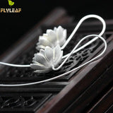 925 Sterling Silver Flower Earings Elegant Lotus long Drop Earring For Women Fashion Brincos Grandes Fine Jewelry pendientes