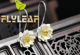 925 Sterling Silver Flower Earings Elegant Lotus long Drop Earring For Women Fashion Brincos Grandes Fine Jewelry pendientes