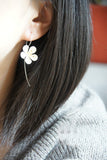 925 Sterling Silver Elegant Lady Flower Long Tassel Earrings