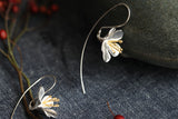 925 Sterling Silver Lady Flower Tassel Earrings