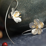 925 Sterling Silver Elegant Lady Flower Long Tassel Earrings