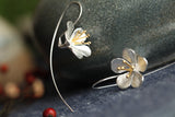 925 Sterling Silver Elegant Lady Flower Long Tassel Earrings