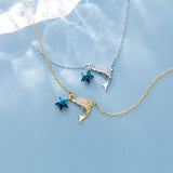 925 sterling silver necklace clever dolphin set auger collarbone chain necklace stars Necklace for Women Elegant Jewelry Gift