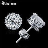 ALIUTOM 925 Sterling Sliver Fashion Jewelry 8MM Round 2 Carat Cubic Zirconia Silver Stud Earrings for Women