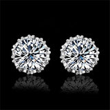 ALIUTOM 925 Sterling Sliver Fashion Jewelry 8MM Round 2 Carat Cubic Zirconia Silver Stud Earrings for Women