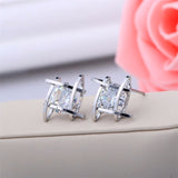 ALIUTOM 925 Sterling Sliver Fashion Jewelry 8MM Round 2 Carat Cubic Zirconia Silver Stud Earrings for Women