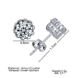 ALIUTOM 925 Sterling Sliver Fashion Jewelry 8MM Round 2 Carat Cubic Zirconia Silver Stud Earrings for Women