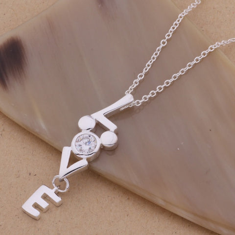 AN104 Hot 925 sterling silver Necklace 925 silver fashion jewelry pendant love inlaid stone /ggeaoxla aksajbza