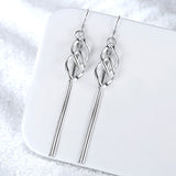 ANENJERY 925 Sterling Silver Earrings Long Tassel Twisted Drop Earrings For Women oorbellen Trendy Jewelry S-E872
