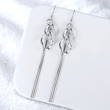 ANENJERY 925 Sterling Silver Earrings Long Tassel Twisted Drop Earrings For Women oorbellen Trendy Jewelry S-E872