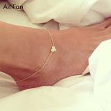 AiNian Heart Female Anklets Barefoot Crochet Sandals Foot Jewelry Leg New Anklets On Foot Ankle Bracelets For Women Leg Chain