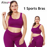 Aleumdr Active Wear Women Gym High Stretch Sport Bra Black Plus Size Racerback U-shaped Neck Running Yoga Tops Fitness LC26040