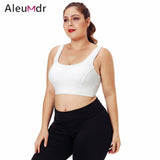 Aleumdr Active Wear Women Gym High Stretch Sport Bra Black Plus Size Racerback U-shaped Neck Running Yoga Tops Fitness LC26040