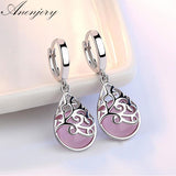 Anenjery 925 Sterling Silver Moonlight Opal Tears Totem Drop Earrings Gift pendientes oorbellen boucle d'oreille femmes S-E321