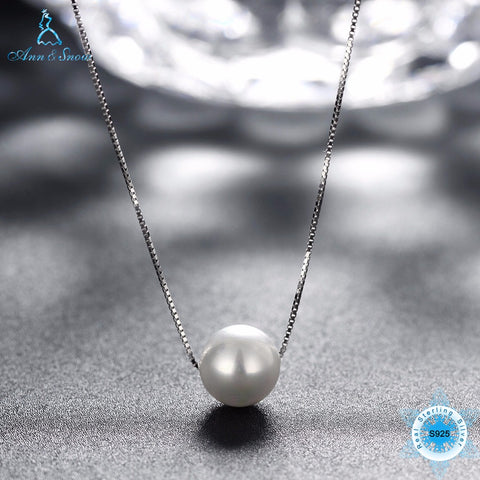Ann & Snow Simple Ladies Jewelry 925 Sterling Silver Necklace White Shell Pearl Pendant Necklaces Fashion Gift Accessories