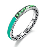 BAMOER 100% 925 Sterling Silver Radiant Hearts Light Pink Enamel & Clear CZ Finger Ring Women Mother Gift Jewelry PA7603