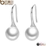 BAMOER 925 Sterling Silver Elegant Round Pure Love Pearl Drop Earrings for Women Fine Jewelry Alibaba Express Brincos SCE037