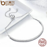 BAMOER Featured Brand DEALS 925 Sterling Silver Sparkling Strand Bracelet Women Link Tennis Bracelet Silver Jewelry SCB029