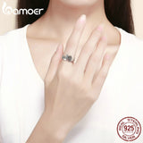 BAMOER High Quality 925 Sterling Silver London City Finger Ring British Building Rings for Women Cocktail Wedding Jewelry SCR474