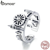 BAMOER High Quality 925 Sterling Silver London City Finger Ring British Building Rings for Women Cocktail Wedding Jewelry SCR474