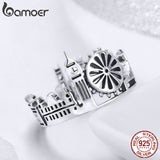 BAMOER High Quality 925 Sterling Silver London City Finger Ring British Building Rings for Women Cocktail Wedding Jewelry SCR474