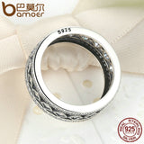 BAMOER Hot Sale 925 Sterling Silver Square Vintage Fascination, Clear CZ Big Ring For Women Luxury Fashion Jewelry S925 PA7601