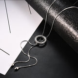 BYSPT Shiny Crystal Circle Silver Color Women's Pendant Necklaces Jewelry Pendant Long Necklace Women Chain Fashion Jewelry